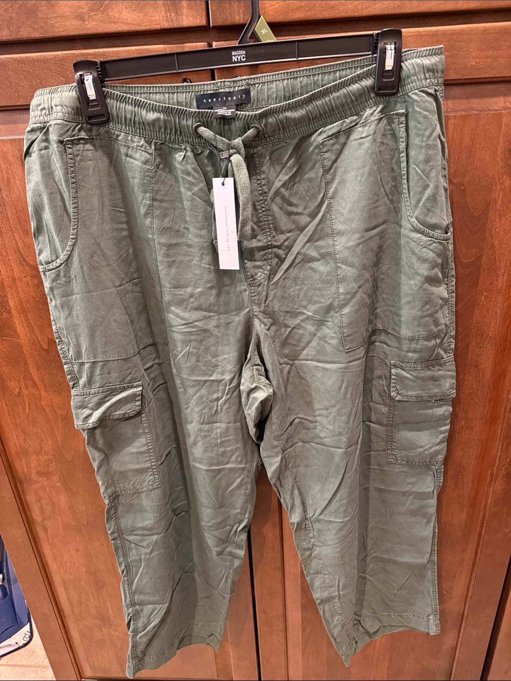 Sanctuary Olive Green Cropped Cargo Joggers